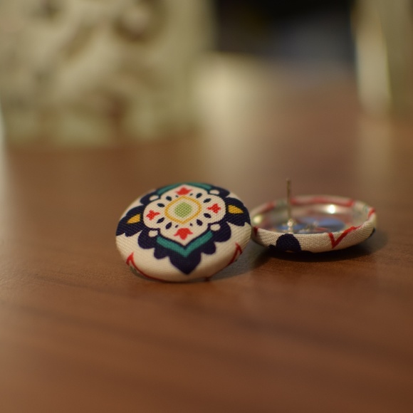 Handmade Button Earrings (Medium) - Picture 2 of 3